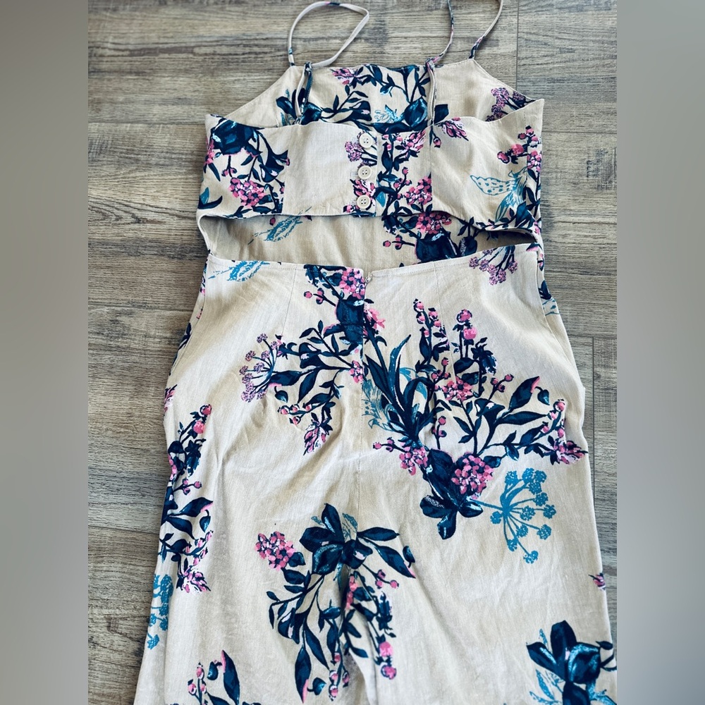 LEITH Cropped Linen Floral Jumpsuit | S - Picture 9 of 14